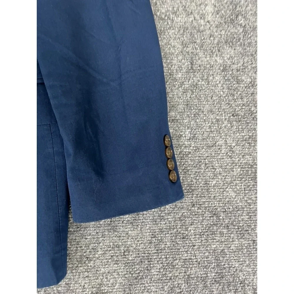J Crew Ludlow Blazer Mens Larusmiani 100% Cotton Solid Blue Two Button Size 42 R